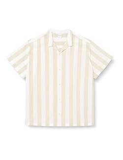 JACK&JONES PLUS Herren JPRSUMMER Linen Stripe Shirt S/S PS Hemd/Bluse, White Pepper/Fit:Loose FIT, 4XL von JACK&JONES PLUS