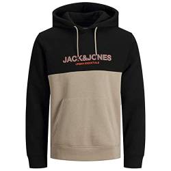 JACK & JONES PLUS Herren Jjeurban Blocking Sweat Hood Noos Kapuzenpullover, Crockery / Detail:white-vibrant Orange Print, 5XL Große Größen EU von JACK & JONES PLUS