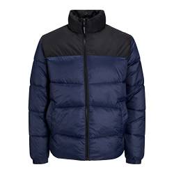 JACK&JONES PLUS Men's JJCHILI Puffer Collar PS Jacket, Navy Blazer/Detail:Blocking, 3XL von JACK&JONES PLUS