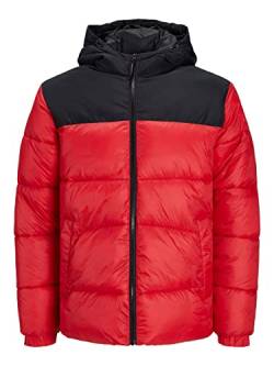 JACK&JONES PLUS Men's JJCHILI Puffer Hood PS Jacket, True Red/Detail:Blocking, 4XL von JACK&JONES PLUS