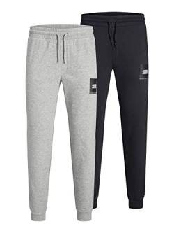 JACK&JONES PLUS Men's JPSTGORDON JJILOCK Sweat PA IN 2PK MP PS Jogginghose, Black/Pack:LGM, 40/34 von JACK&JONES PLUS