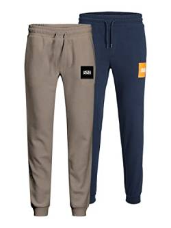 JACK&JONES PLUS Men's JPSTGORDON JJILOCK Sweat PA IN 2PK MP PS Jogginghose, Navy Blazer/Pack:Crockery, 40 von JACK&JONES PLUS