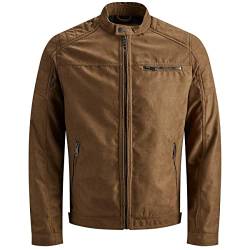 Herren JACK & JONES Kunstleder Jacke Plus Size | Biker Bomber Übergangs Blouson | Übergröße JJEROCKY, Farben:Braun, Größe Jacken:3XL von JACK & JONES