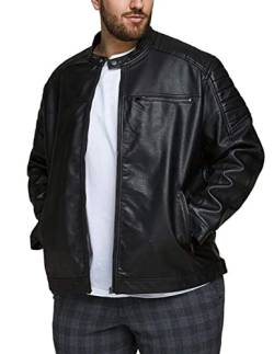 Herren JACK & JONES Kunstleder Jacke Plus Size | Biker Bomber Übergangs Blouson | Übergröße JJEROCKY, Farben:Schwarz, Größe Jacken:3XL von JACK & JONES