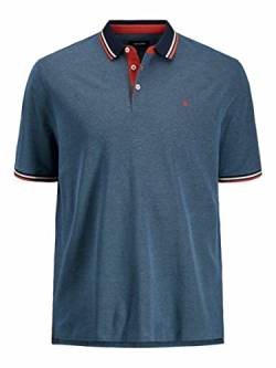 Herren Jack & Jones + Fit Polo Shirt JJEPAULOS Uni Sommer Hemd Kurz Arm Pique Cotton Big Size, Farben:Blau, Größe:7XL von JACK & JONES
