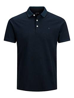 Herren Jack & Jones + Fit Polo Shirt JJEPAULOS Uni Sommer Hemd Kurz Arm Pique Cotton Big Size, Farben:Dunkelblau, Größe:4XL von JACK & JONES