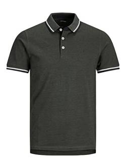 Herren Jack & Jones + Fit Polo Shirt JJEPAULOS Uni Sommer Hemd Kurz Arm Pique Cotton Big Size, Farben:Dunkelgrau, Größe:4XL von JACK & JONES