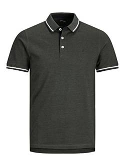 Herren Jack & Jones + Fit Polo Shirt JJEPAULOS Uni Sommer Hemd Kurz Arm Pique Cotton Big Size, Farben:Dunkelgrau, Größe:7XL von JACK & JONES