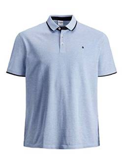 Herren Jack & Jones + Fit Polo Shirt JJEPAULOS Uni Sommer Hemd Kurz Arm Pique Cotton Big Size, Farben:Hellblau, Größe:4XL von JACK & JONES