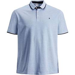 Herren Jack & Jones + Fit Polo Shirt JJEPAULOS Uni Sommer Hemd Kurz Arm Pique Cotton Big Size, Farben:Hellblau, Größe:6XL von JACK & JONES