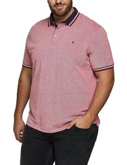Herren Jack & Jones + Fit Polo Shirt JJEPAULOS Uni Sommer Hemd Kurz Arm Pique Cotton Big Size, Farben:Rot, Größe:5XL von JACK & JONES