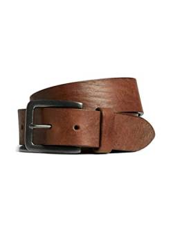 Herren Jack & Jones Basic Ledergürtel JACVICTOR Leather Belt Metallstiftschnalle, Farben:Braun, Größe Gürtel:105 von JACK & JONES