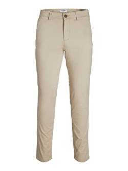 Herren Jack & Jones Chino Hose | Stretch Pants Konischer Schnitt | Slim Fit Look JPSTMARCO JJBOWIE, Farben:Beige, Größe Hosen:30W / 32L, Z-Länge:L32 von JACK & JONES