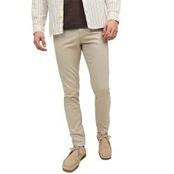 Herren Jack & Jones Chino Hose | Stretch Pants Konischer Schnitt | Slim Fit Look JPSTMARCO JJBOWIE, Farben:Beige, Größe Hosen:33W / 34L, Z-Länge:L34 von JACK & JONES