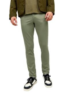 Herren Jack & Jones Chino Hose Stretch Pants Konischer Schnitt Slim Fit Look JPSTMARCO JJBOWIE, Farben:Grün, Größe Hosen:30W / 34L, Z-Länge:L34 von JACK & JONES