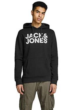 Herren Jack & Jones Corp Logo Sweat Hood Classic Kapuzen Sweatshirt Basic Sweater, Farben:Schwarz, Größe Pullover:XL von JACK & JONES