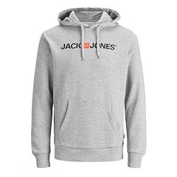 Herren Jack & Jones Corp Logo Sweat Hood Kapuzen Sweatshirt Basic Jumper Reg Fit, Farben:Grau, Größe Pullover:S von JACK & JONES