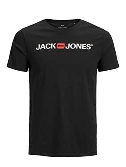 Herren Jack & Jones Designer Rundhals T-Shirt JJECORP Modern Art Kurzarm Jersey Baumwolle Shirt, Farben:Schwarz, Größe:S von JACK & JONES