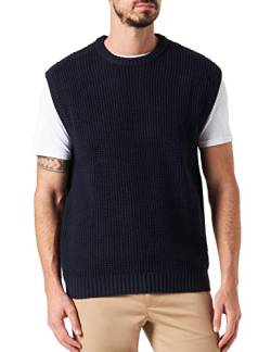 Herren Jack & Jones Dicker Grobstrick Pullunder | Rundhals Sweater ohne Ärmel | Warmer Pullover JJENICK, Farben:Navy, Größe Pullover:S von JACK & JONES