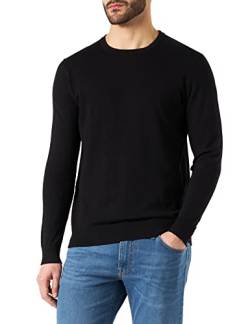 Herren Jack & Jones Dünner Langarm Strickpullover | Rundhals Basic Sweater | Shirt Jumper JJEEMIL, Farben:Schwarz, Größe Pullover:M von JACK & JONES