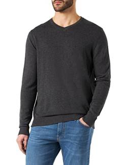 Herren Jack & Jones Dünner Langarm Strickpullover | V-Neck Basic Sweater | Shirt Jumper JJEEMIL, Farben:Dunkelgrau, Größe Pullover:M von JACK & JONES