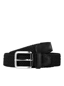 Herren Jack & Jones Elastischer Stoff Gürtel | Flecht Stretch Ledergürtel | Belt ohne Löcher JACSPRING, Farben:Schwarz, Größe Gürtel:105 von JACK & JONES