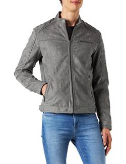 Herren Jack & Jones Kunstleder Jacke | Biker Blouson Bomberjacke JJEROCKY | Design Coat Übergangsjacke, Farben:Hellgrün, Größe Jacken:L von JACK & JONES