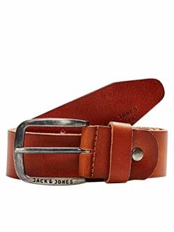 Herren Jack & Jones Ledergürtel JACPAUL Belt Echt Leder Jeans Hosen Gürtel, Farben:Mittelbraun, Größe Gürtel:85 von JACK & JONES