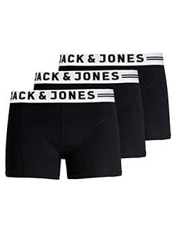 Herren Jack & Jones Set 3er Pack Sense Trunks Boxershorts Stretch Unterhose Slim Basic Unterwäsche, Farben:Schwarz, Größe:M von JACK & JONES