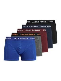 Herren Jack & Jones Set 5er Pack Trunks Boxershorts Stretch Unterhose Basic Jersey Unterwäsche, Farben:Schwarz-Navy-Grau, Größe:XL von JACK & JONES