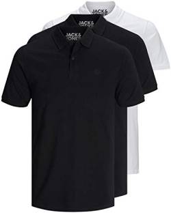 JACK & JONES 3er Pack Herren Poloshirt Slim Fit Kurzarm schwarz weiß blau grau XS S M L XL XXL 12171776 (L, 3er Pack Farb Mix 1) von JACK & JONES