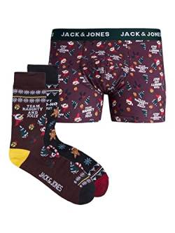 JACK & JONES Box mit Slip und zwei Paar Socken, Weihnachtsmotiv., mehrfarbig, L von JACK & JONES