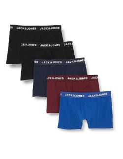 JACK&JONES Boxershorts 5er-Pack Basic Trunks Kurze Unterhosen Logo Print Design JACBLACK, Farben:Schwarz-Blau, Größe Hosen:L von JACK & JONES