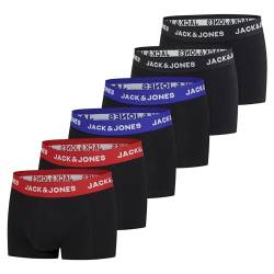 JACK & JONES Boxershorts Herren 6er Pack Basic Trunks Boxer Stretch Unterhosen Unterwäsche Retroshorts Set Baumwolle Schwarz Rot Grün Blau Grau XXL, Größe:XXL, Farbe:Pack 3 von JACK & JONES