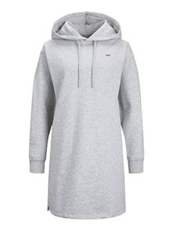 JACK&JONES Damen JXABBIE RLX LS Every Hood Dress SWT SN Sweatkleid, Light Grey Melange/Detail:White JJXX Logo, M von JACK & JONES