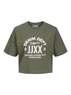 JACK & JONES Damen JXBROOK RLX SS Tee JRS SN T-Shirt, Four Leaf Clover/Print:Denim DEPT, L von JACK & JONES