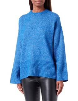 JACK&JONES Damen JXOLLIE Diverse Oversize Crew Knit Strickpullover, Blue Iolite/Detail:/Limeade Neck Piping, S von JACK & JONES