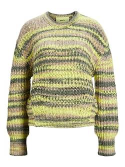 JACK&JONES Damen JXSIMONE Crew Neck Knit NOOS Strickpullover, Limeade/Stripes:/3 Multi Space dye, M von JACK & JONES