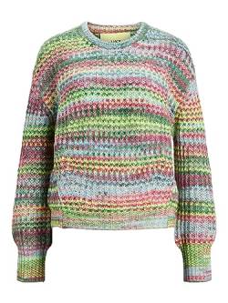 JACK&JONES Damen JXSIMONE Crew Neck Knit NOOS Strickpullover, Limeade/Stripes:/6 Multi Space dye, XS von JACK & JONES