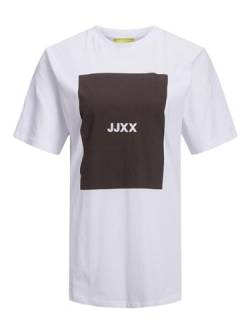 JACK & JONES Damen Jjxx Jxamber Relaxed Tee Noos T Shirt, Bright White/Print:demitasse Square, M EU von JACK & JONES