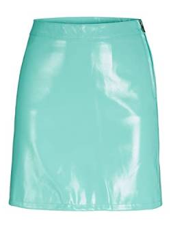 JACK & JONES Damen Jjxx Jxrowe Short Faux Leather Skirt Noos, Aruba Blue/Detail:shiny, S von JACK & JONES