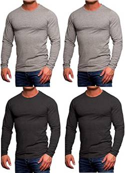 JACK & JONES Herren 4er Pack Basic Langarm Shirt Longsleeve Sweatshirt O-Neck Rundhals Weiß Schwarz Blau Grau (4er Pack Mix 1 (JJ L/S 2XL.Grey/2xD.Grey, XXL)) von JACK & JONES