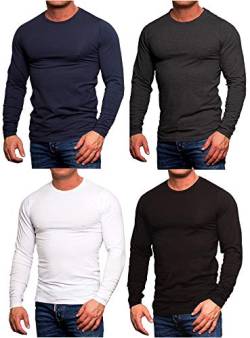 JACK & JONES Herren 4er Pack Basic Langarm Shirt Longsleeve Sweatshirt O-Neck Rundhals Weiß Schwarz Blau Grau (4er Pack Mix 4 (JJ L/S Navy/D.Grey/White/Black, XXL)) von JACK & JONES