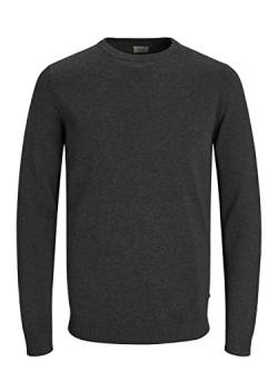 JACK & JONES Herren Basic Knit Crew Neck Pullover - Dark Grau Melange - M von JACK & JONES