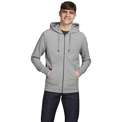 JACK & JONES Herren Basic Reißverschluss Baumwoll Hoodie - Light Grau - M von JACK & JONES