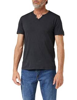 JACK & JONES Herren Basic T-Shirt V-Ausschnitt Kurzarm Jersey Baumwolle Shirt mit Knöpfen JJESPLIT, Farben:Schwarz, Größe:S von JACK & JONES