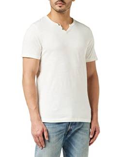 JACK & JONES Herren Basic T-Shirt V-Ausschnitt Kurzarm Jersey Baumwolle Shirt mit Knöpfen JJESPLIT, Farben:Weiß, Größe:S von JACK & JONES