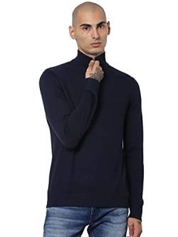 JACK & JONES Herren Dünner Strickpullover | Stehkragen Sweater mit Reißverschluss | Langarm Basic JJEEMIL, Farben:Navy, Größe Pullover:S von JACK & JONES