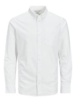 JACK & JONES Herren Freizeit Hemd JPRBROOK Oxford Slim Fit Weiss Blau XS-XXL, Größe:L, Farbe:White Slim FIT 12192150 von JACK & JONES