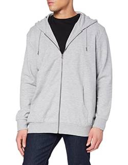 JACK & JONES Herren Hoodie Kapuzenpullover JJEBASIC Zip - Regular Fit Plussize, Größe:5XL, Farbe:Light Grey Melange 12182493 von JACK & JONES